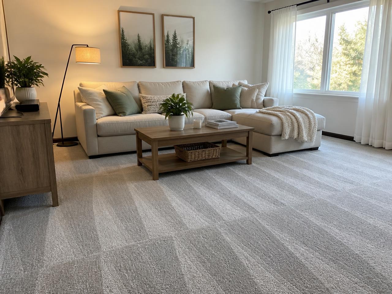 Living Room Carpet โ after professional cleaning