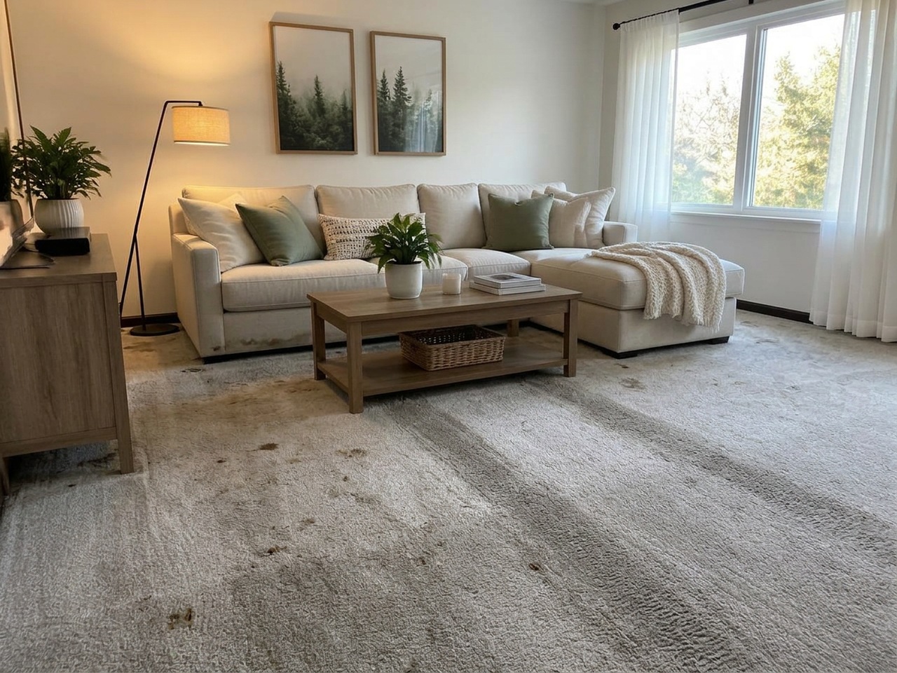 Living Room Carpet โ before cleaning